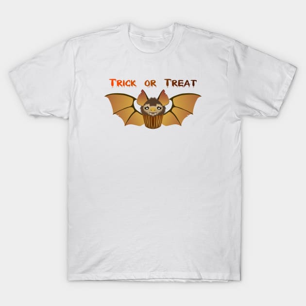 Halloween Trick or Treat Bat Cupcake Kawaii Cute T-Shirt by TonyaRoach143